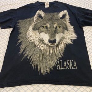 (3 FOR $21) Oversized Black Wolf Alaska Tee